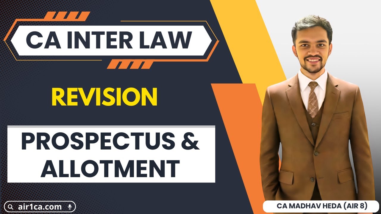 Prospectus & Allotment of Securities Revision | CA Inter LAW | Concept + Question | CA Madhav AIR 8