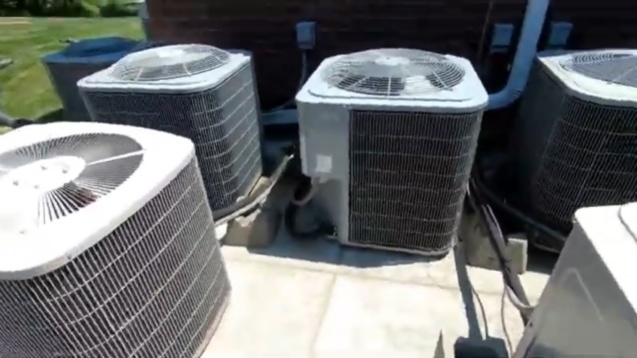 Many Central Air Conditioners Running on a Super Hot Day! (+ Startups)