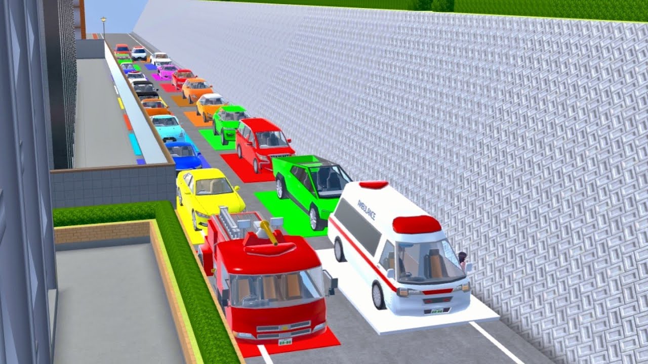 COLLECT ALL RAINBOW 🌈 SUPER CARS COLLECTION 🚒🚔🚗🚑🚨AT YAKUZA OFFICE HIMAWARI -Sakura school simulator 