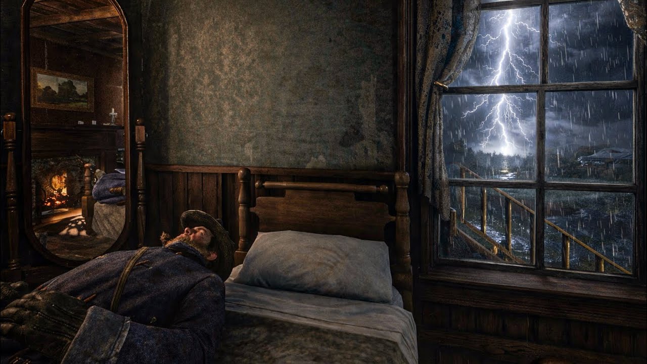 Peaceful Sleep in a Hotel While a Thunderstorm Rages Outside | Arthur RDR2 ASMR 