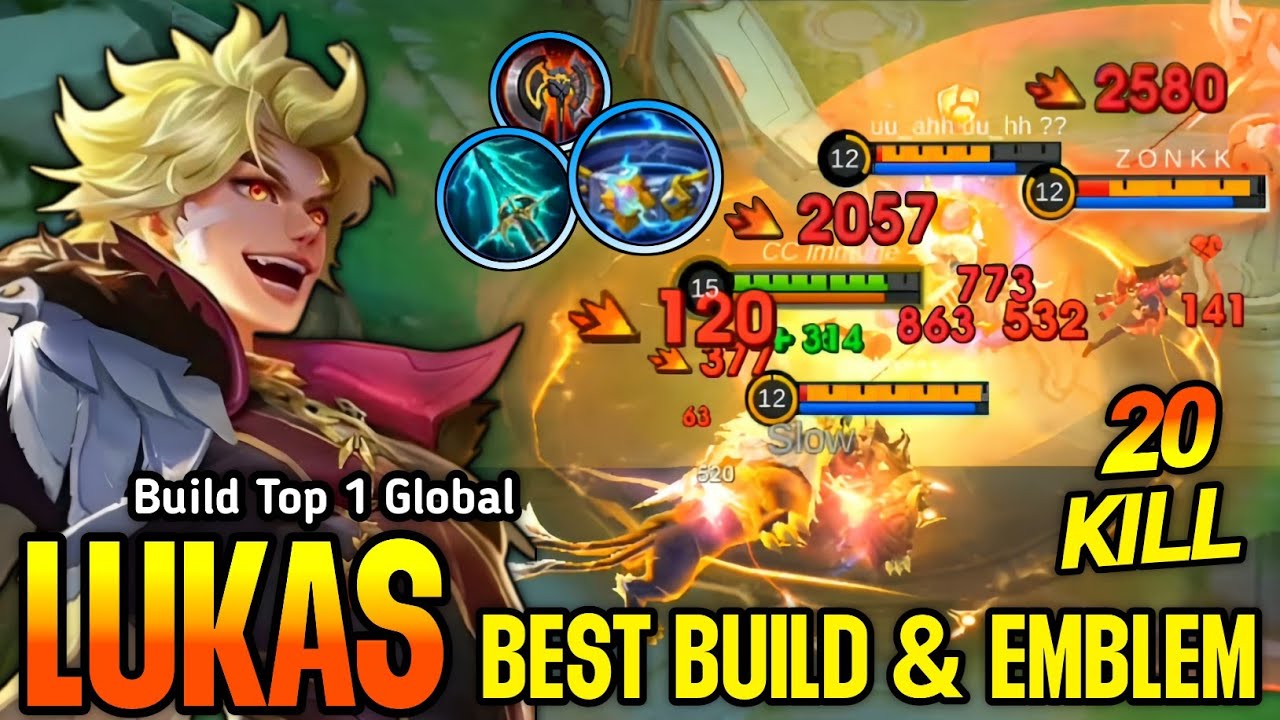 UNSTOPPABLE!! 20 Kills New Hero Lukas Best Build and Emblem!! - Build Top 1 Global Lukas ~ MLBB