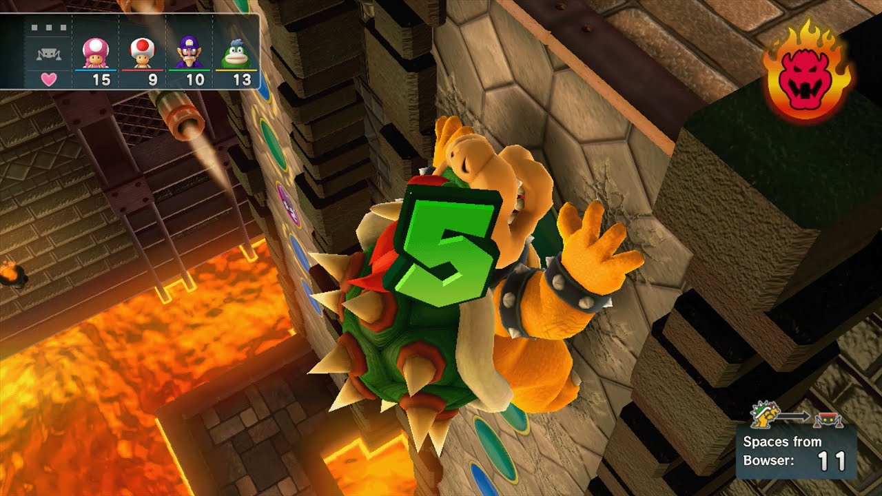 Mario Party 10 - Toadette vs Toad vs Waluigi vs Spike vs Bowser - Chaos Castle