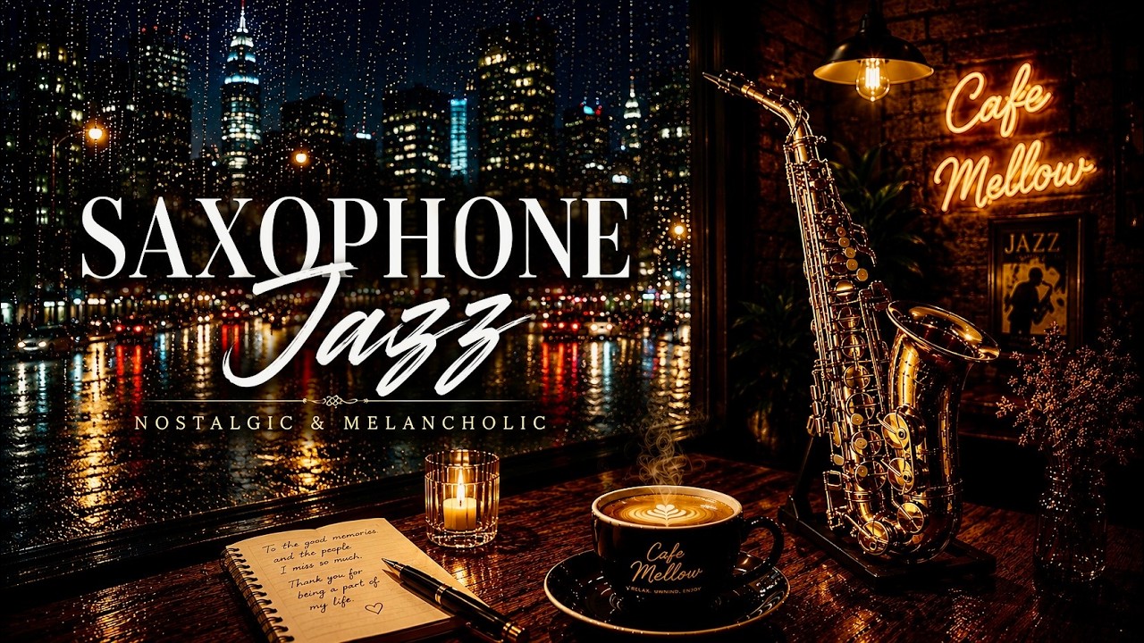 Saxophone Jazz Rainy Night ☔ Nostalgic & Melancholic Smooth Jazz for Relax, Study & Sleep
