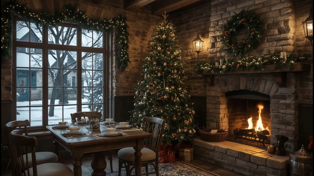Winter Jazz Romance Music ❄️ Relaxing Jazz & Crackles Fireplace Sound for Relax & Work