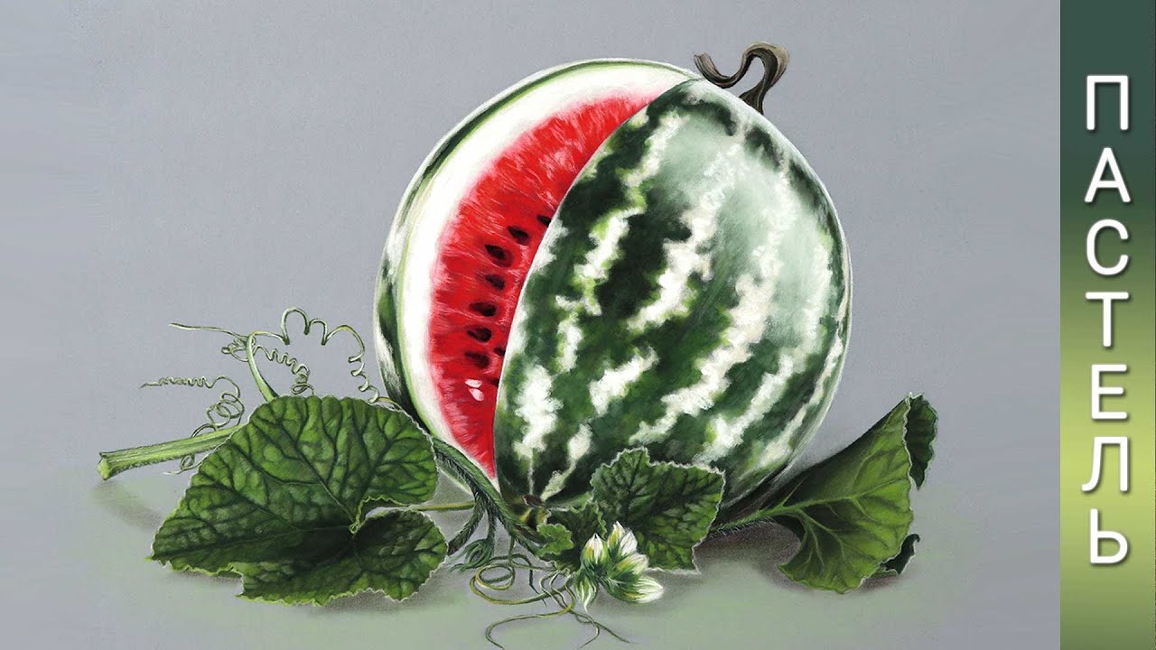 Как нарисовать арбуз 🍉 Урок рисования пастелью и пастельными карандашами  Спидпейнт