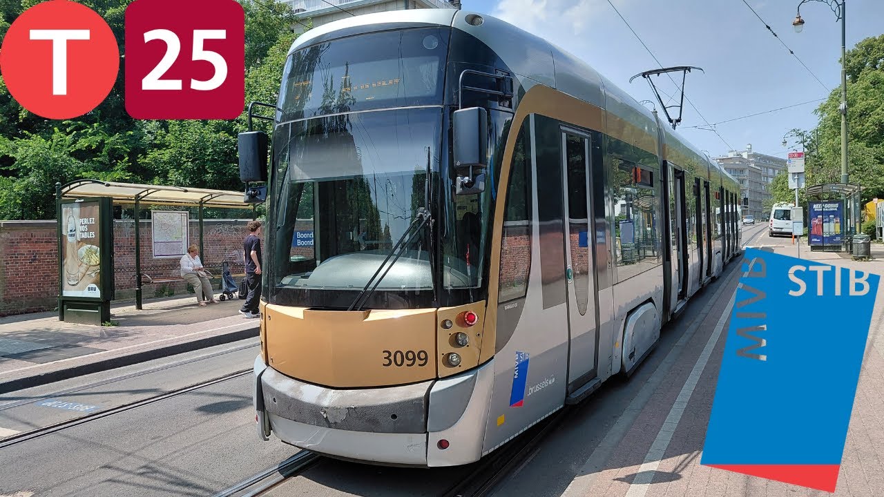 (Tramway Stib) Trajet complet ligne 25 Rogier à Boondael Gare Tram T3000 n°3099.