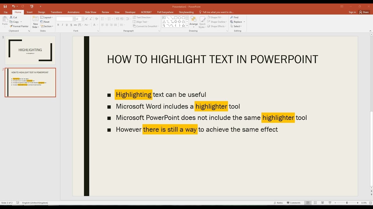 Как выделить текст в Microsoft PowerPoint