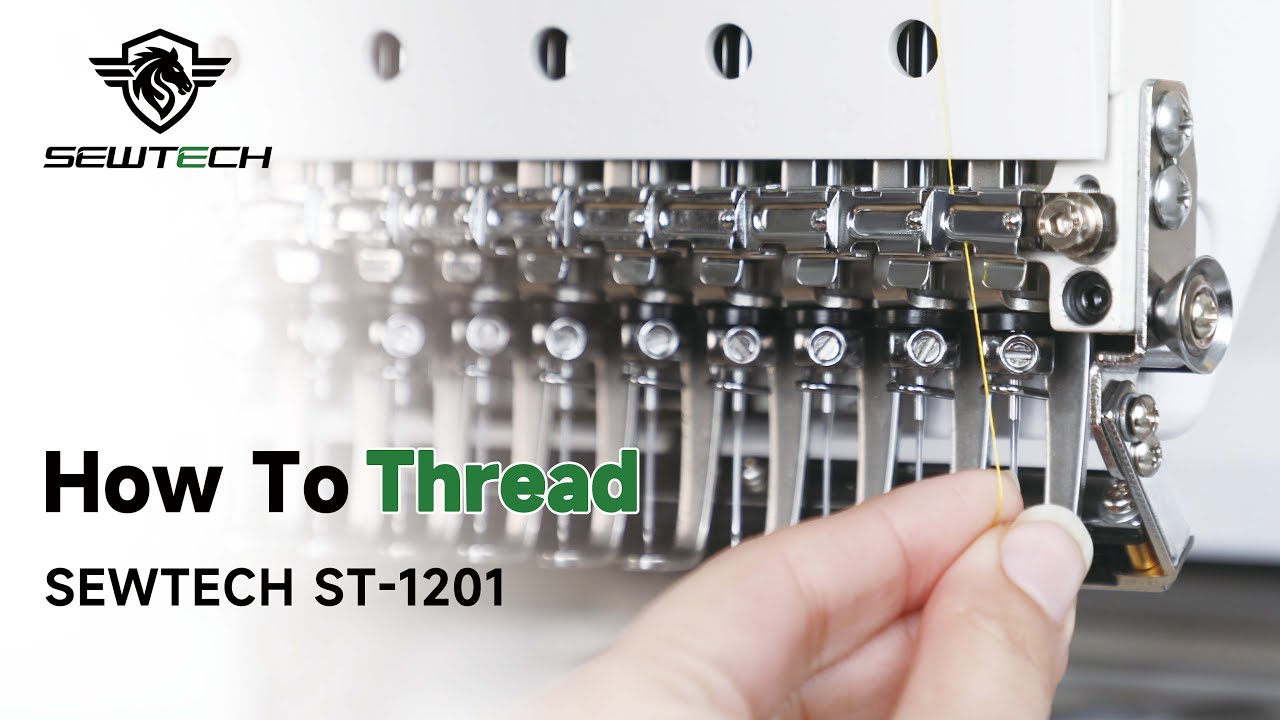 Thread SEWTECH 12-Needle Embroidery Machine ST-1201 in Minutes | Threading Tutorial