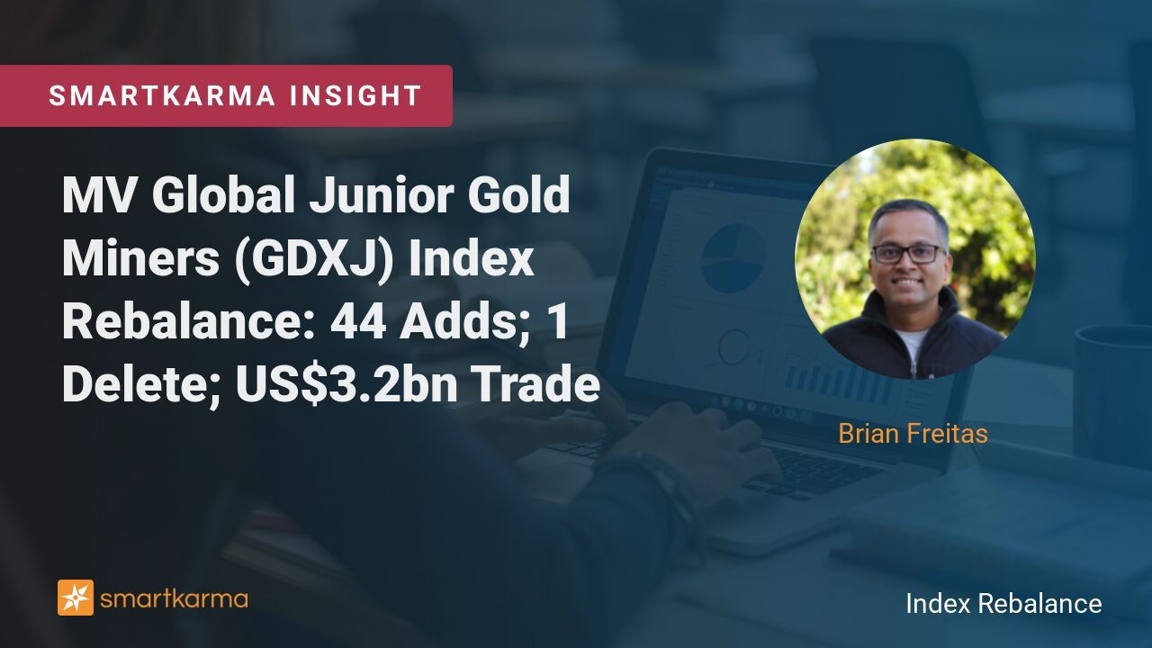 MV Global Junior Gold Miners (GDXJ) Index Rebalance: 44 Adds; 1 Delete; US$3.2bn Trade