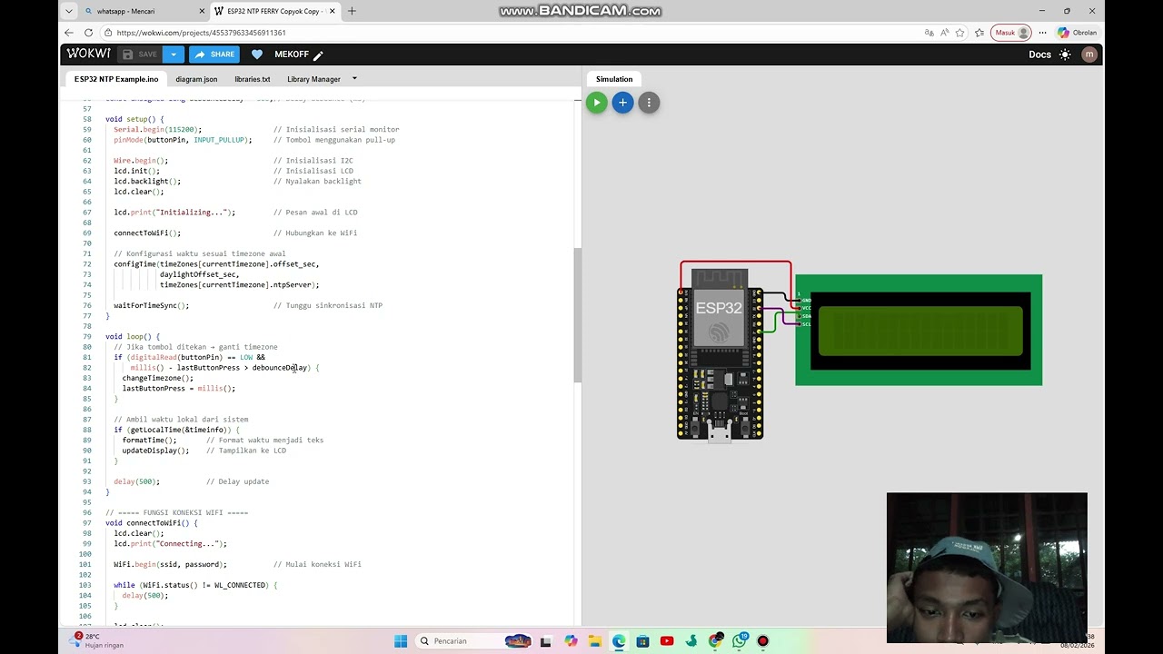 program real time esp ditampilkan di LCD I2C