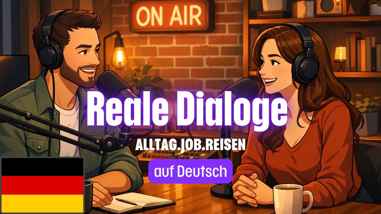 Lerne Deutsch mit realen Dialogen! Alltag, Arbeit & Reisen A1–B2