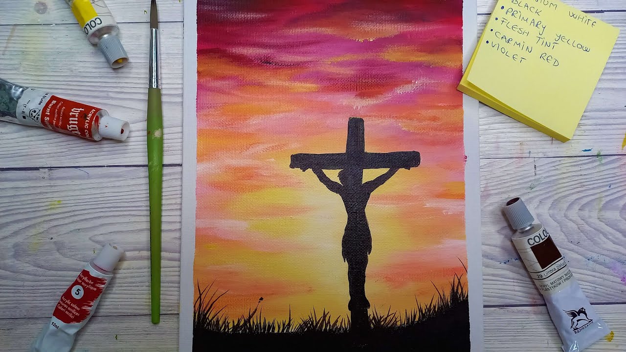 Pictez Rastignirea lui Iisus ✝ Pictura de Paste ✝ Peisaj cu Apus de Soare