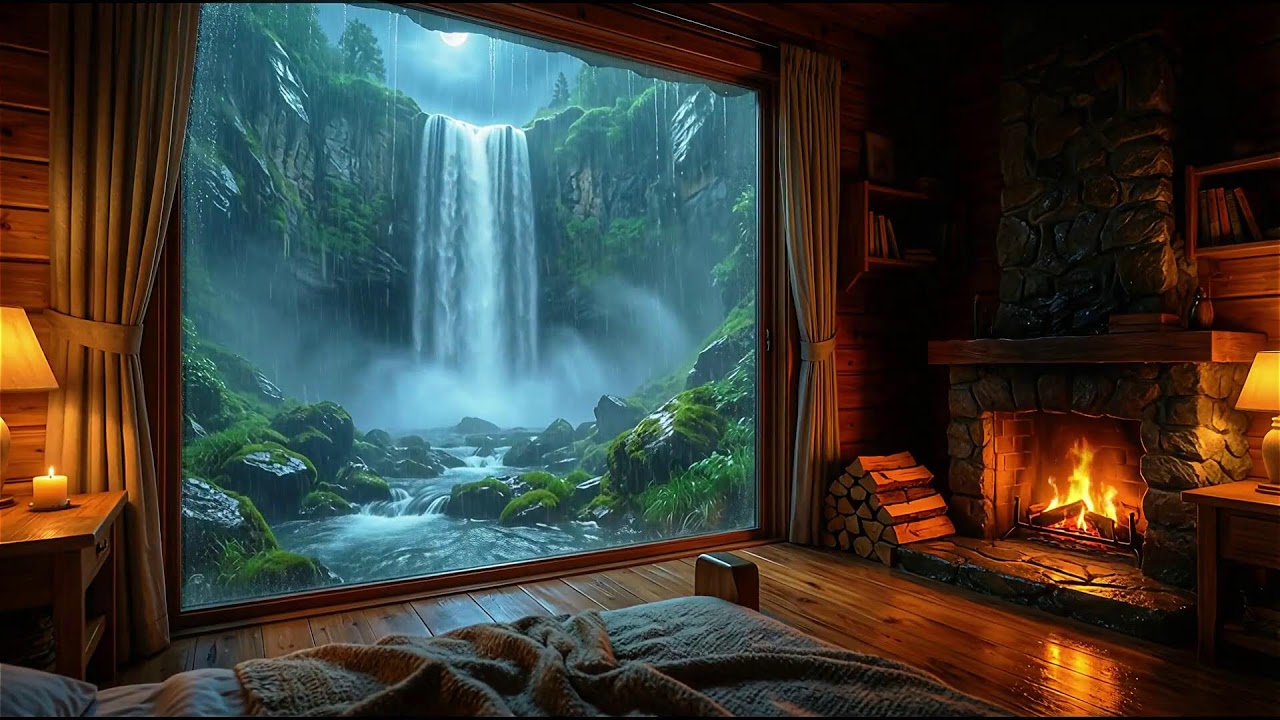 Ultimate   Cozy Waterfall Cabin & Heavy Rain   No Ads Sleep Aid