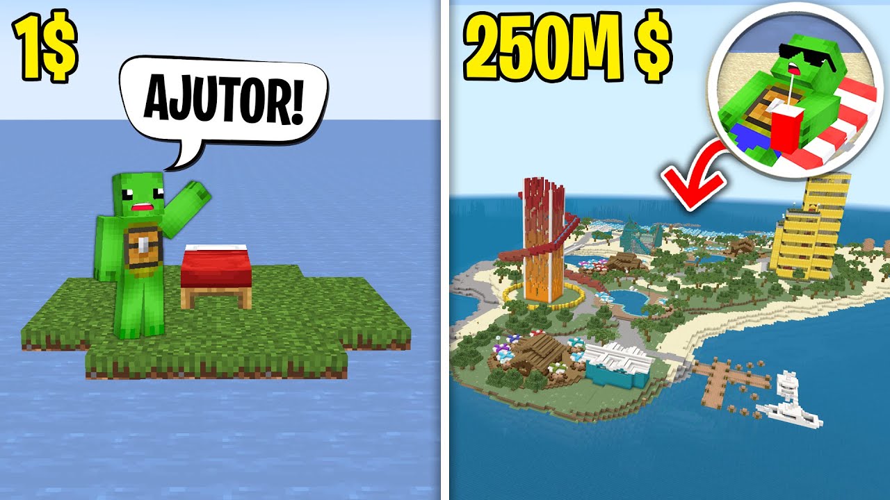 $1 vs $250,000.000 Insula Privata in Minecraft... *Care Castiga?*