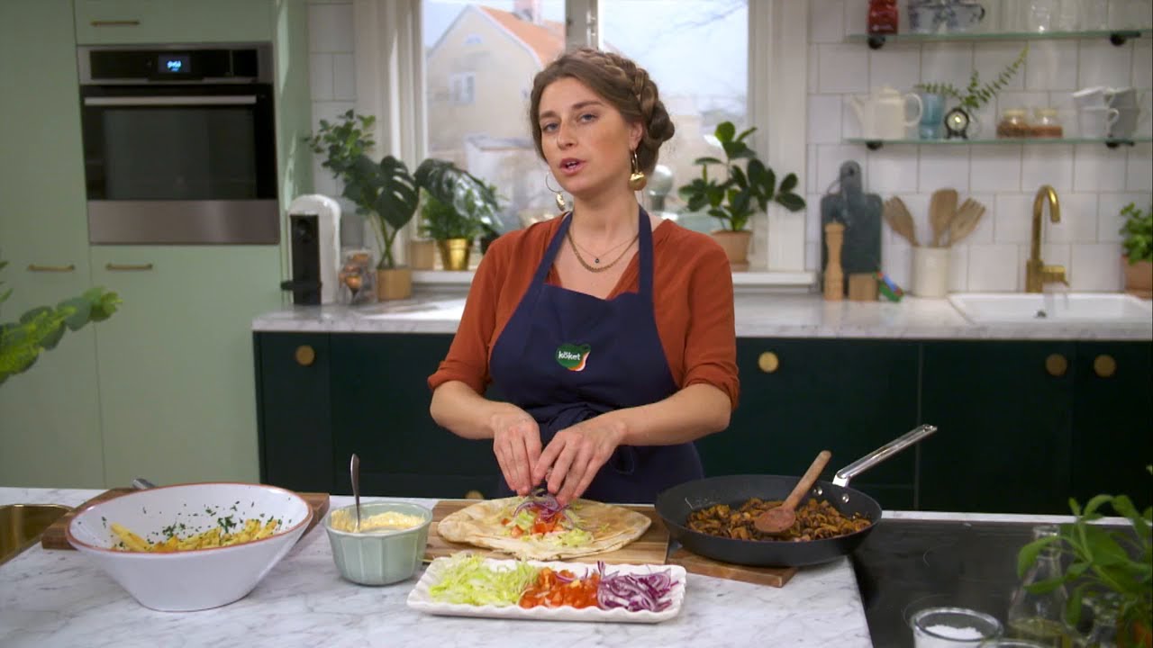 Kökets middag: Vegetarisk kebabwrap med örtpommes - Köket