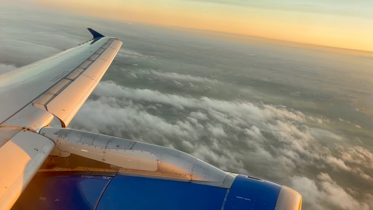 Roaring V2500s! Sunrise takeoff out of Madison Wisconsin - United Airlines - Airbus A319-100