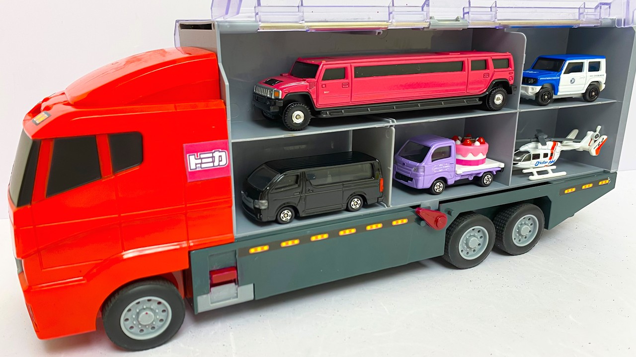 トミカ☆ランボルギーニ・トラック・バスなどを開封！コンボイに収納！ Unboxing Tomica Lamborghini, Bus & Truck Convoy!