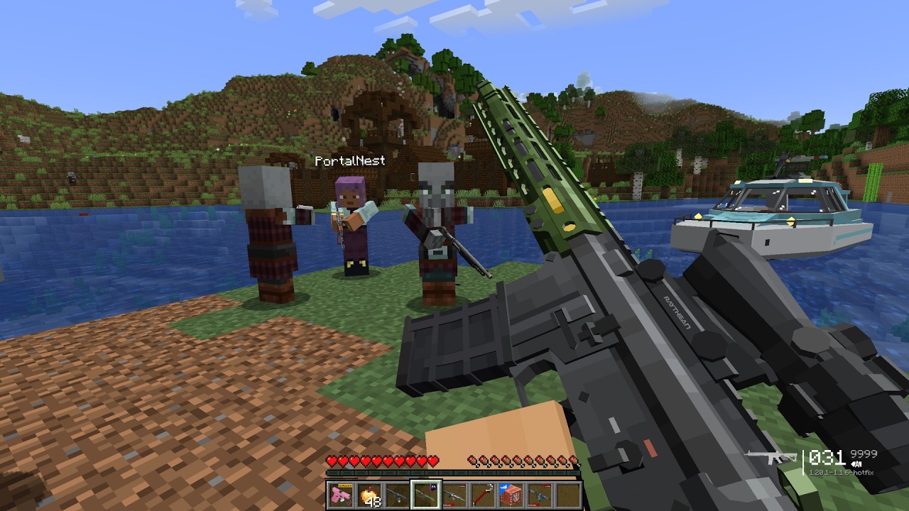 We Became Pillagers and Robbed the Villagers’ Bank with Modern Weapons! 💥💰
