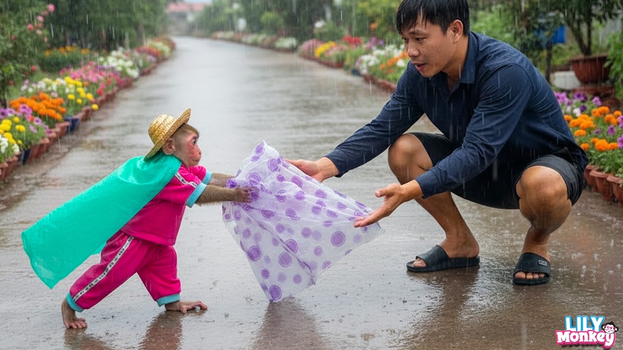 Lily run through the heavy rain to give a raincoat for her dad! | Lily's story