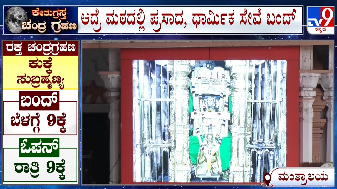 Lunar Eclipse 2026: ಚಂದ್ರಗ್ರಹಣ ಹಿನ್ನೆಲೆ ಮಂತ್ರಾಲಯ ಮಠಕ್ಕೆ ನಿರ್ಬಂಧವಿಲ್ಲ! ಘಾಟಿ ಸುಬ್ರಹ್ಮಣ್ಯ ದೇಗುಲ ಬಂದ್