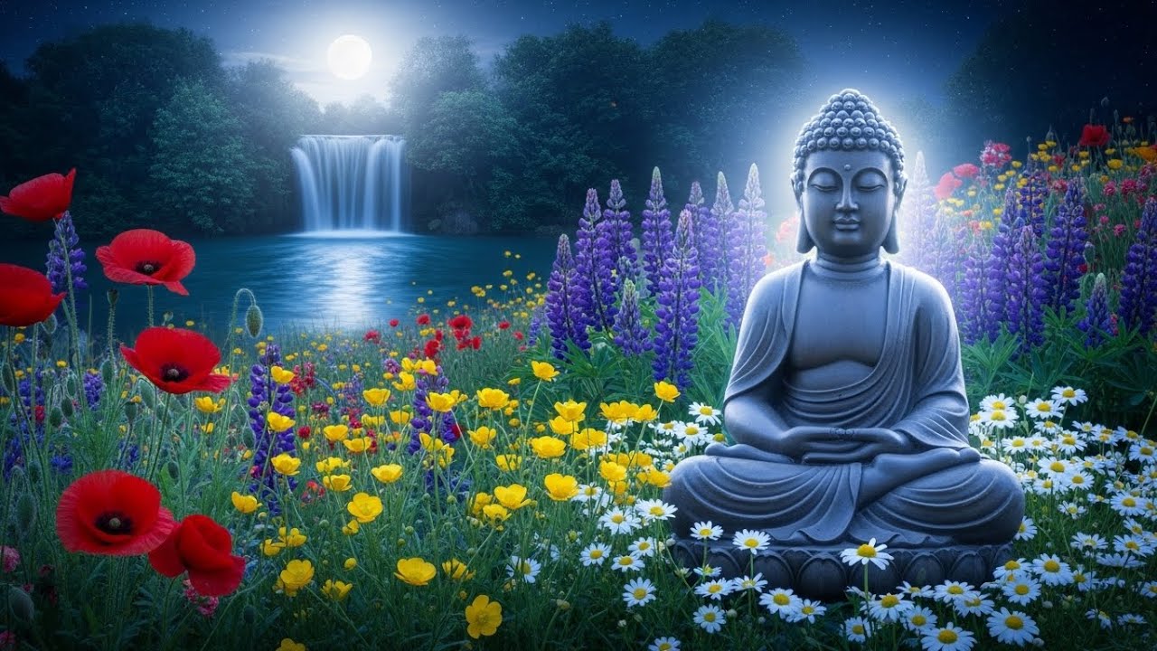 Buddha Meditation under Moonlight
