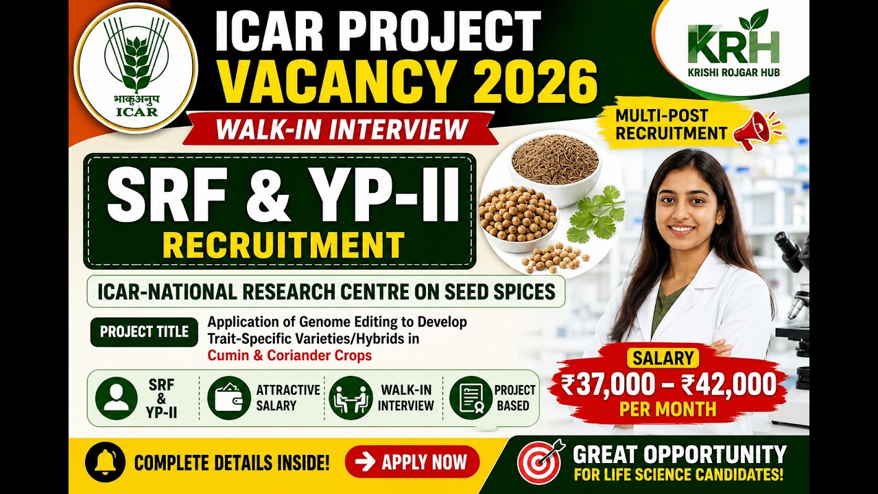 ICAR NRCSS Recruitment 2026 | SRF & YP-II Vacancy | Salary ₹42,000 | Walk-in Interview