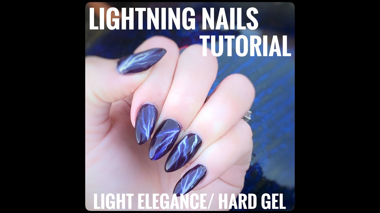 Lightning Nails. TUTORIAL. Light Elegance/ Hard Gel. Halloween nail art you can use all winter.