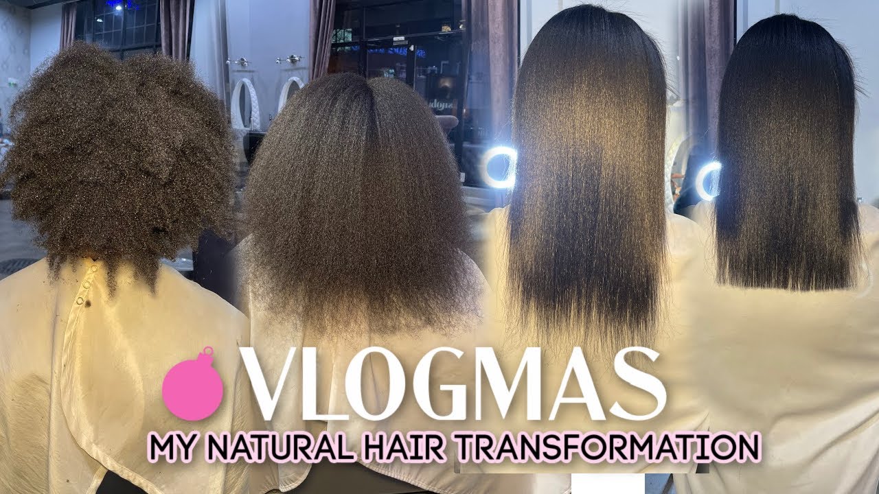 VLOGMAS | My Natural Hair Transformation |Wash, Steam, Blow Dry, Press & CUT! Bye Bye Dead Ends!