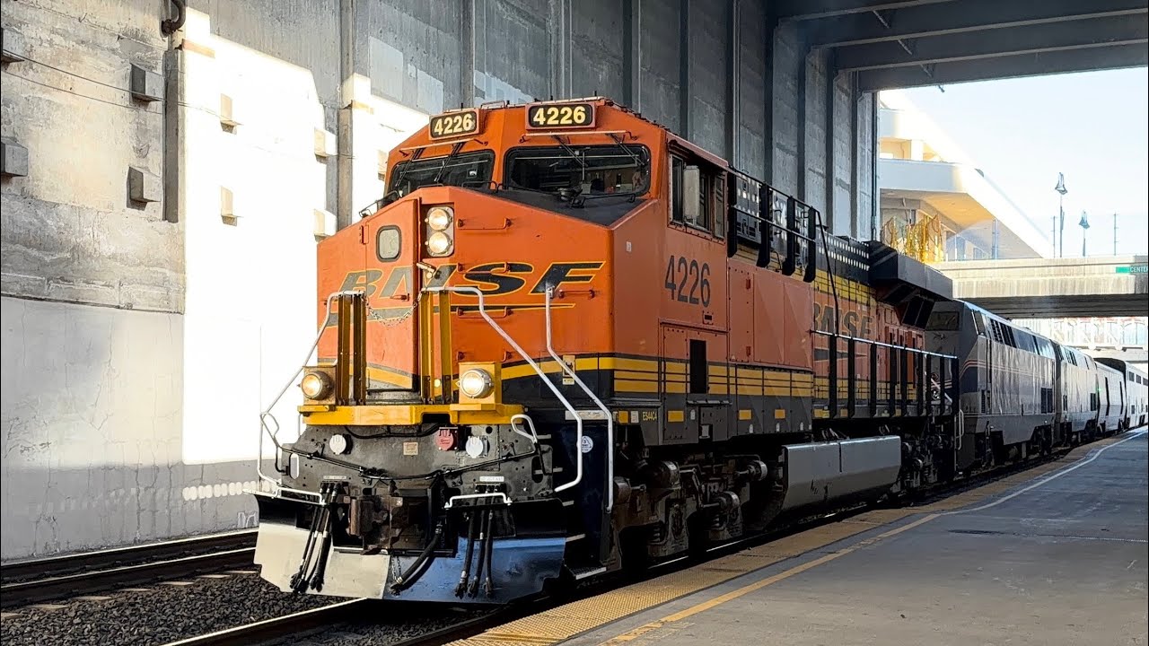 The Late Amtrak California Zephyr train #5 With The BNSF Helper #4226 arriving at Reno Station NV