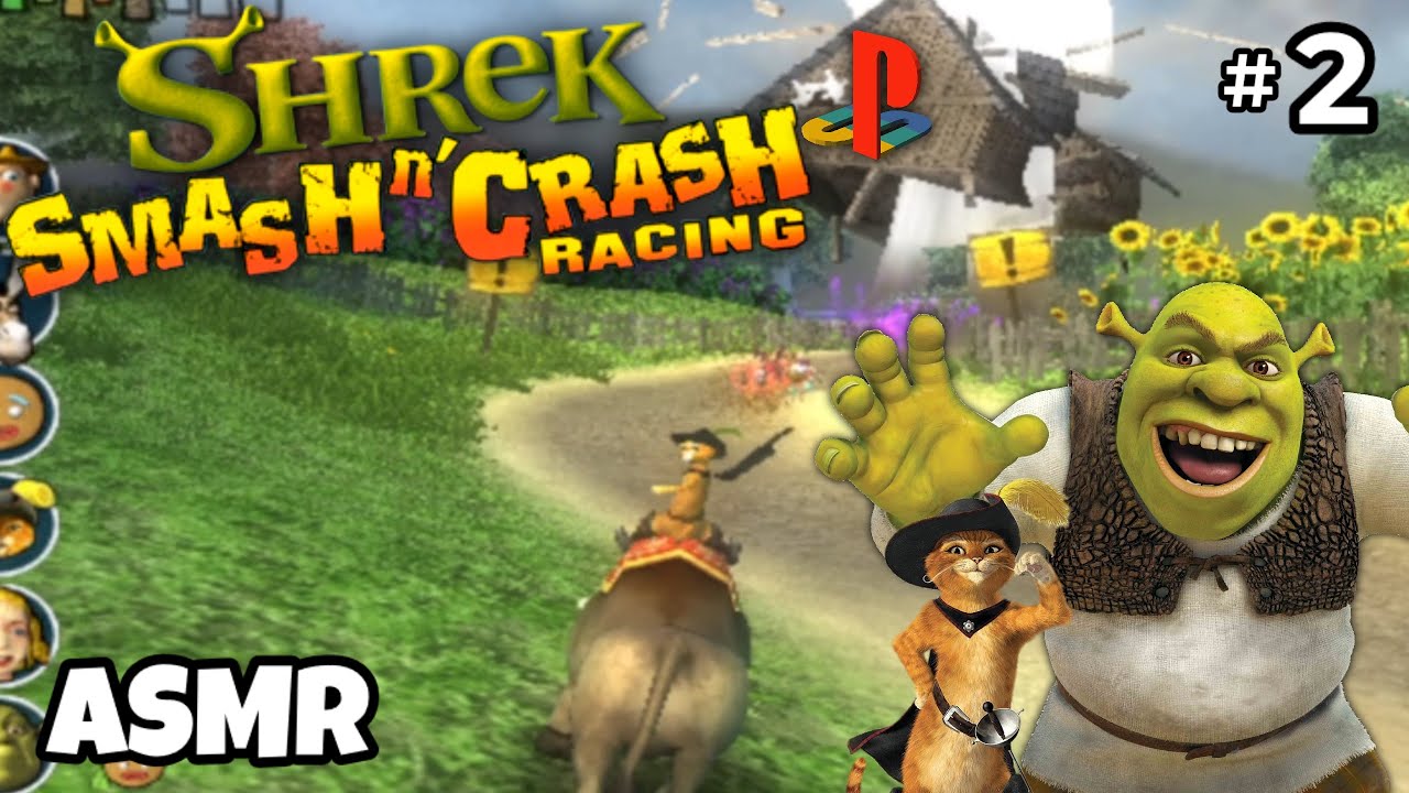 ASMR Gaming: Shrek Smash n' Crash Racing EP.2 | PS2 (Whispering, Controller Sounds, Gum Chewing)