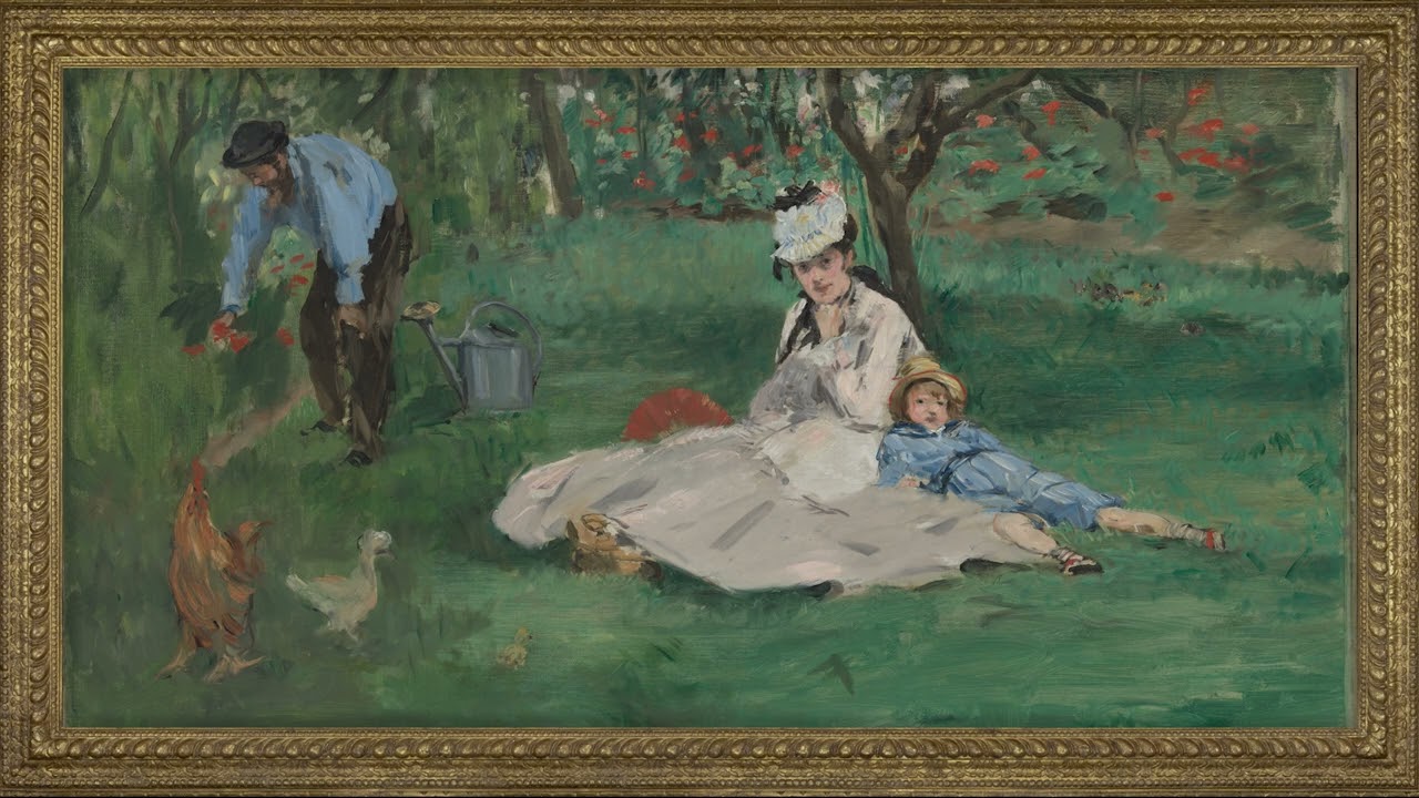 The Monet Family in Their Garden at Argenteuil (1874) | Édouard Manet | French Impressionist Gold F