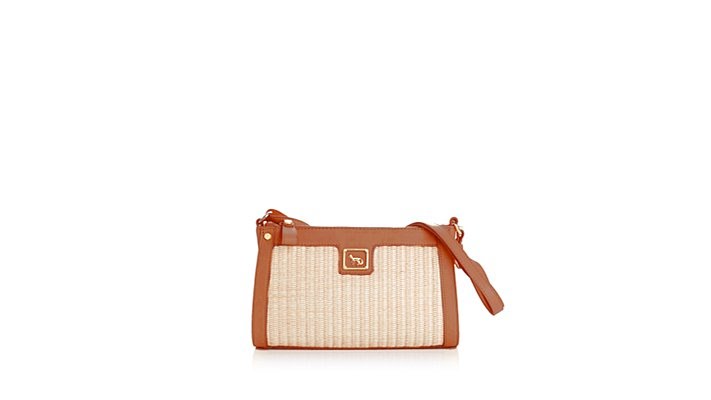 Emma Fox Straw Crossbody with Leather Trim