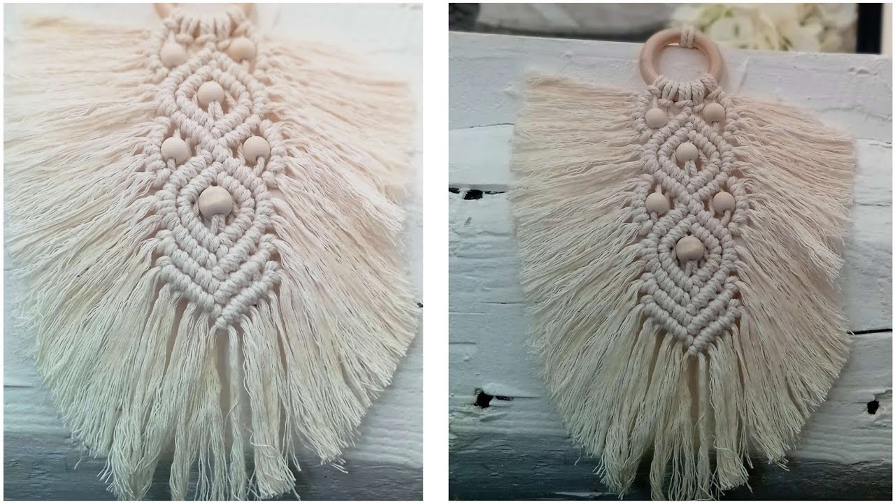 Kit Macramé Plume,  kit décoration diy macramé, idée artisanale à offrir