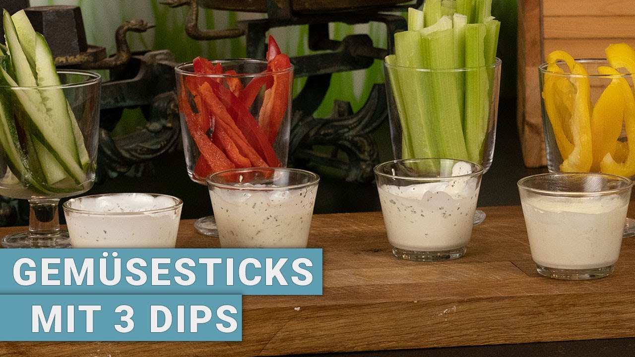 Gemüsesticks mit 4 leckeren Dips