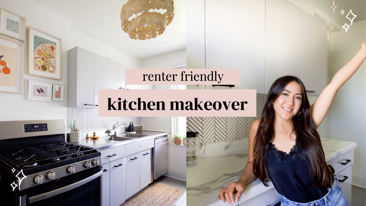 RENTAL KITCHEN MAKEOVER l DIY Wallpaper Backsplash for less than $180