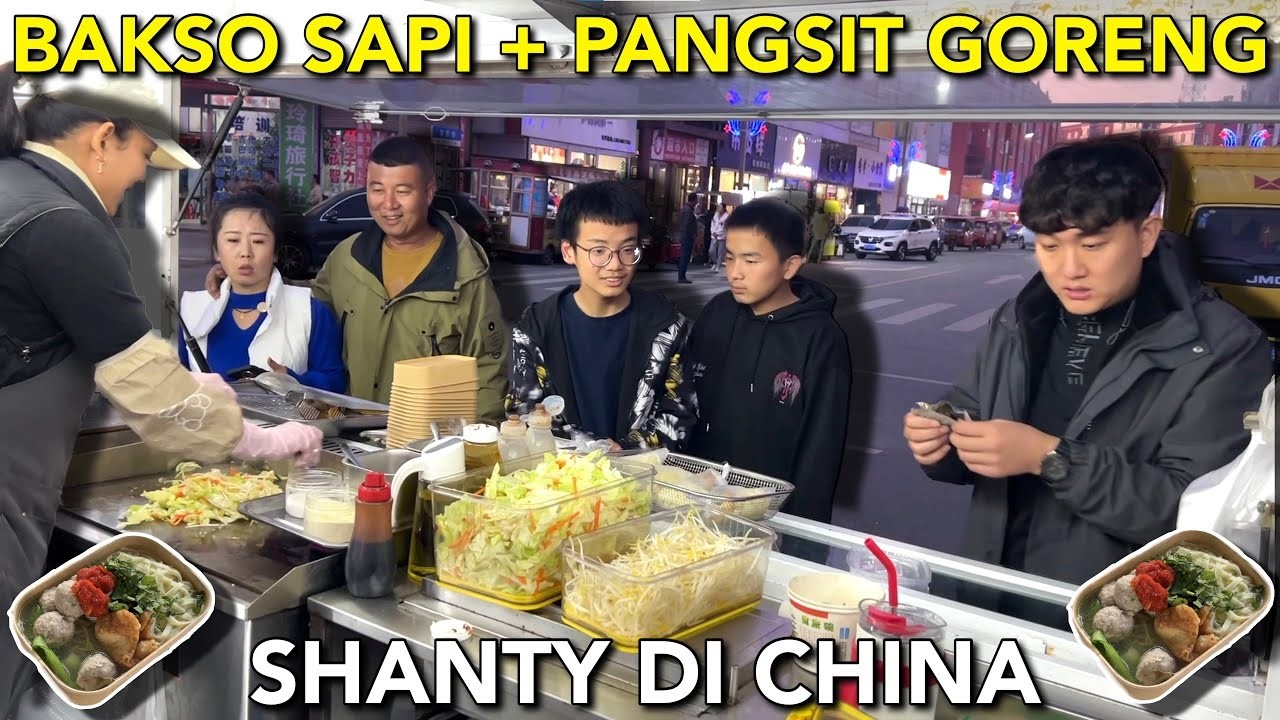 JUAL MIE BAKSO SAPI + PANGSIT GORENG DAGING SAPI DI CHINA, KATANYA INI BAKSO SAPI TERENAK DI CHINA🥹
