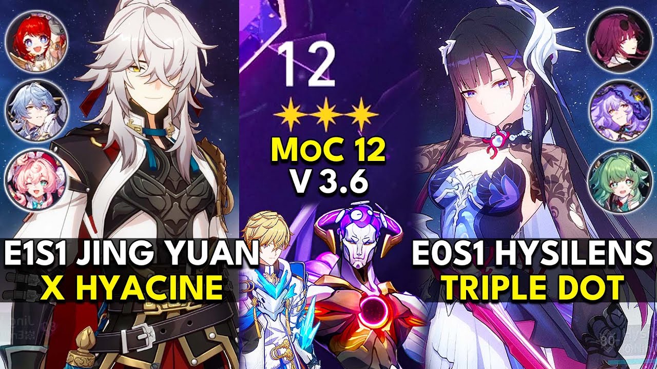 E1S1 Jing Yuan x Hyacine & E0S1 Hysilens Triple DoT | Memory of Chaos Floor 12 (3 Stars) | HSR 3.6