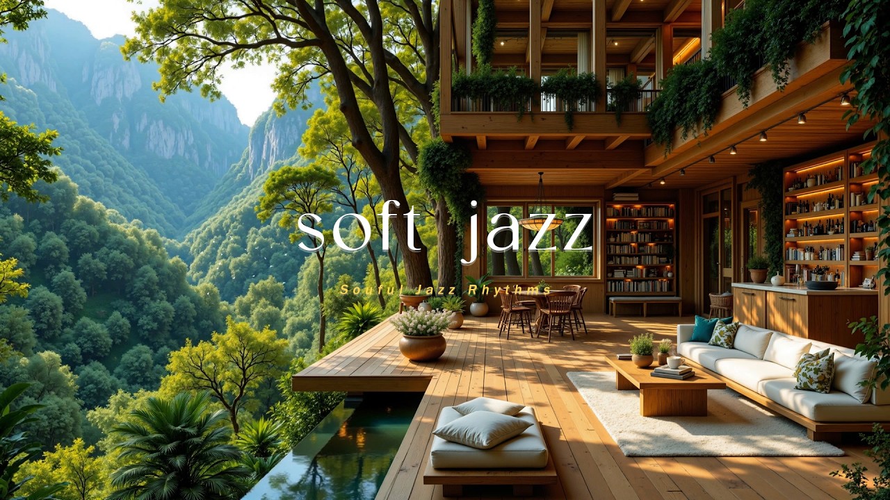 Soft Jazz Melodies at a Forest Villa Ambience | Smooth Jazz Piano with Birdsongs for Work, Study