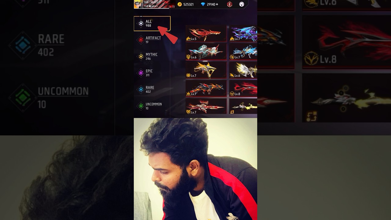 😍 Mudinja 1000 скинов для оружия V-Badge ID la kaami da 😅 Free fire India #shorts #ff #tamil