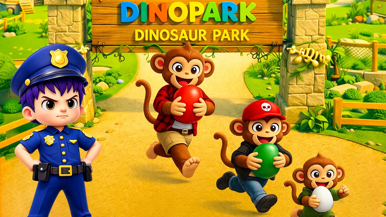 Polisi Dinosaurus di Taman | Bermain Seru di Taman Dinosaurus | Lagu Anak-Anak Ceria | Bayi Ceria