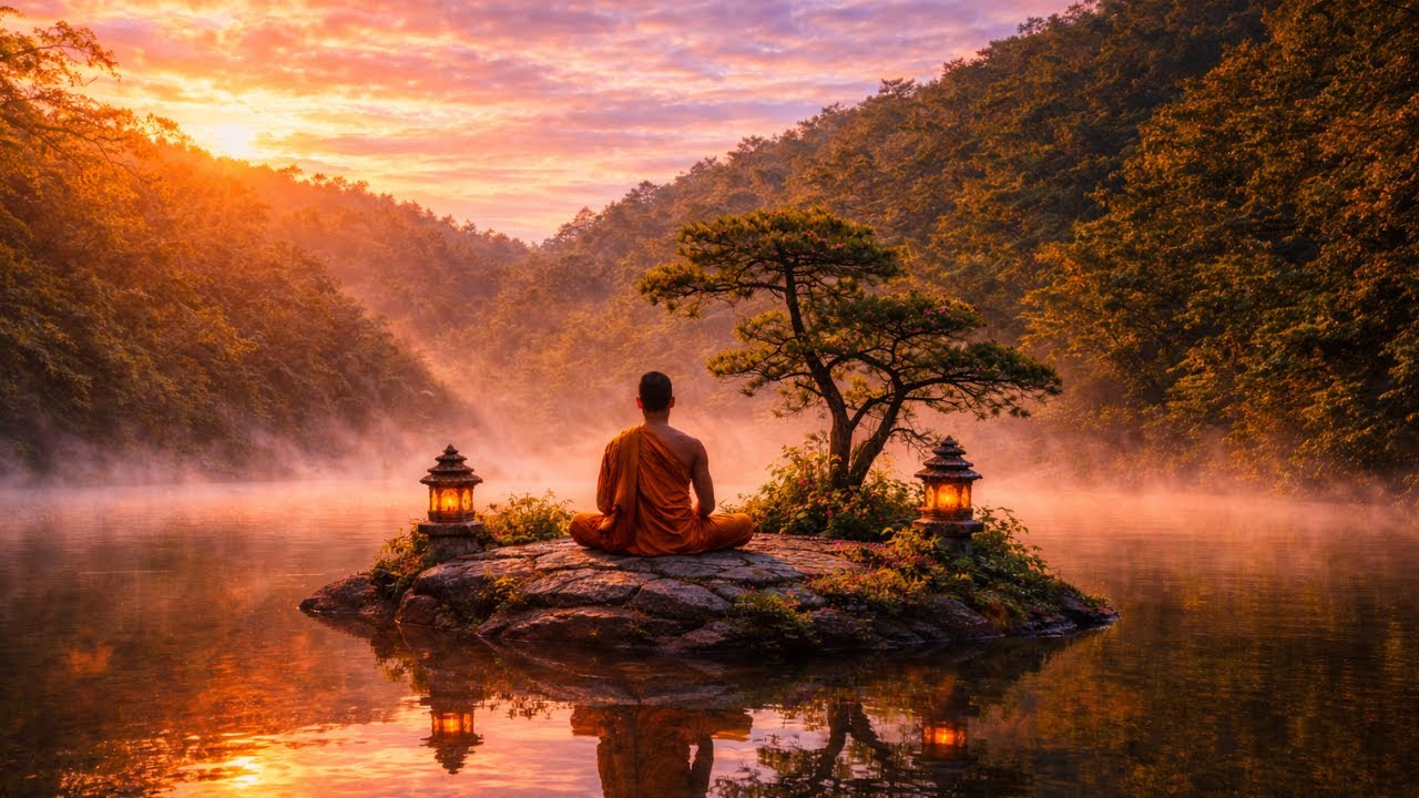 Begin the Day in Stillness | Monk Morning Meditation by a Sacred Lake at Sunrise
