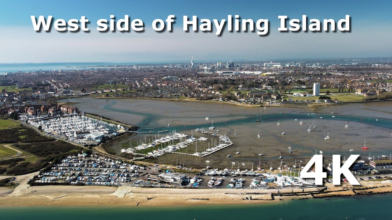 Hayling island from above in 4K