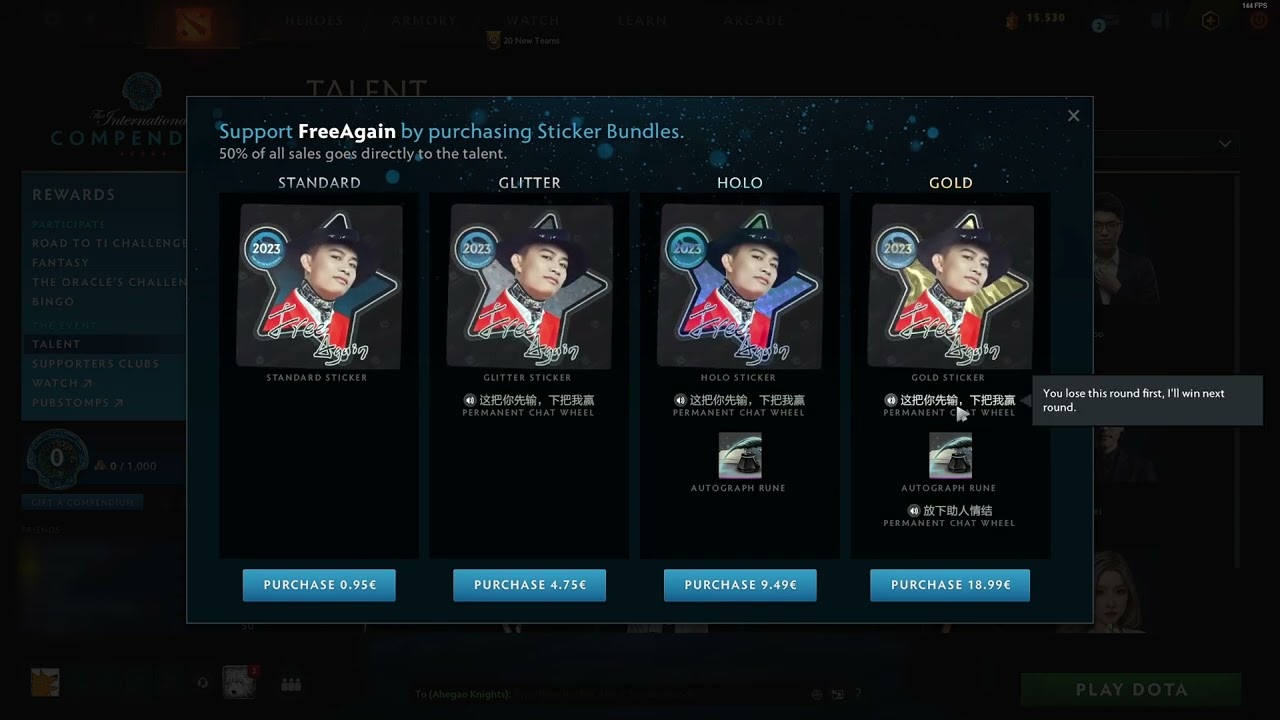 Dota2 ti 2023 talent voicelines