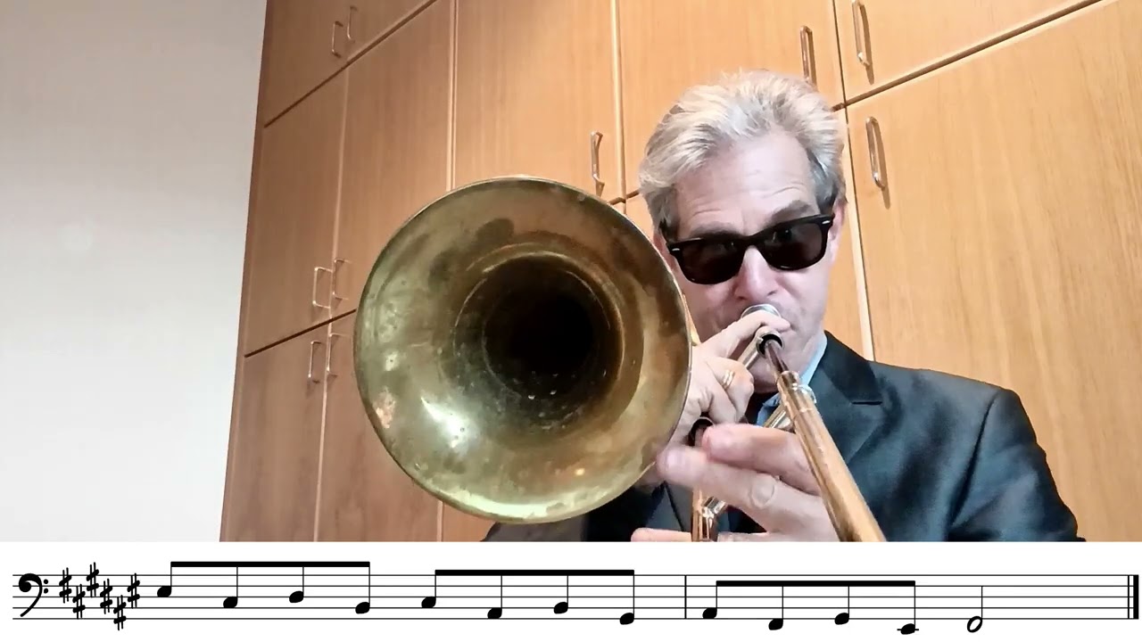 F# major Scale Exercise for trombone play along - slow, one octave