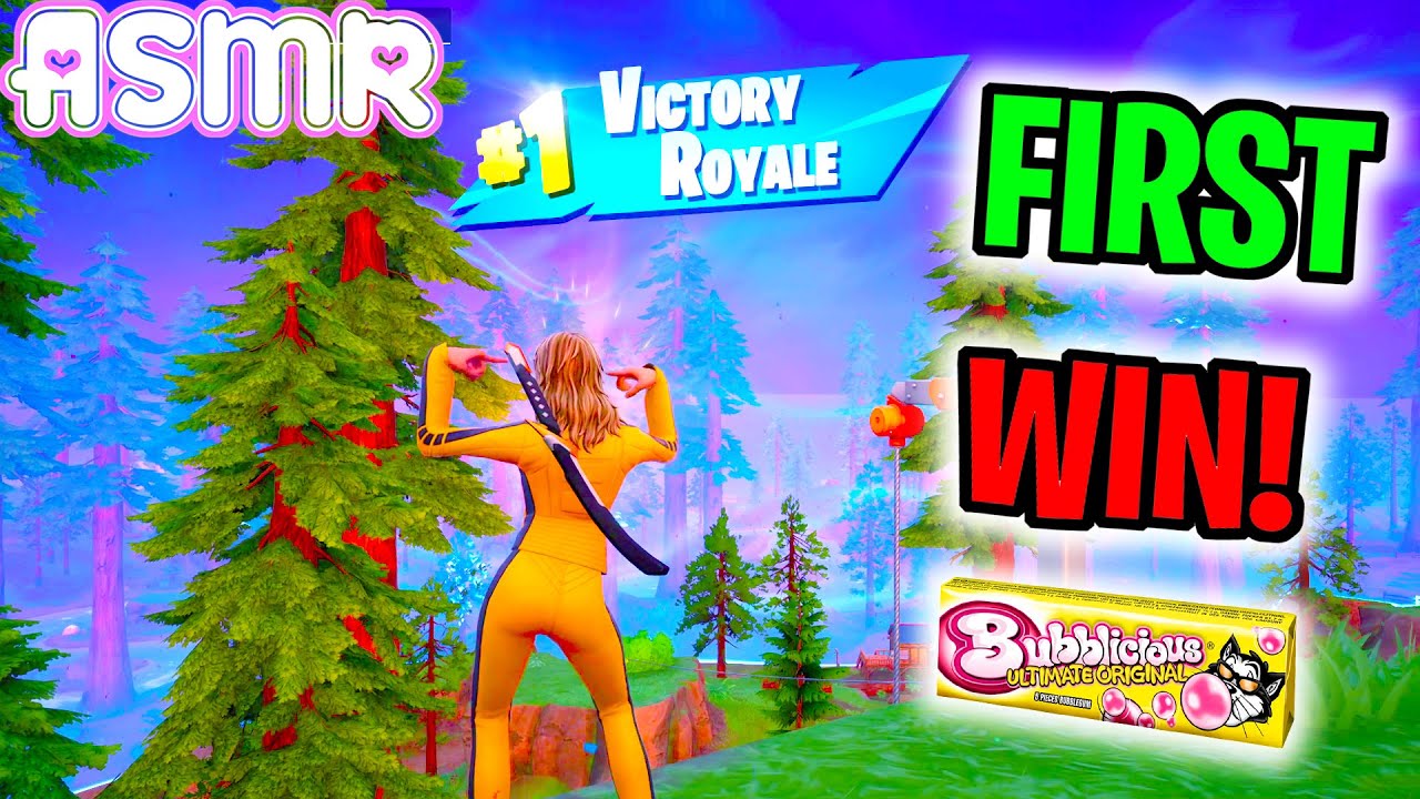 ASMR Gaming 🍀 Fortnite Chapter 7 First Win Cozy Gum Chewing + Controller Sounds and Whispering 🎧