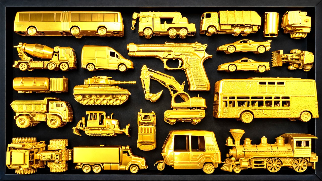 Membersihkan mobil mobilan, mobil balap, kereta uap,tank baja, mobil monster | Glowing Toys #42