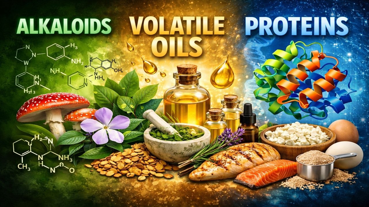 Alkaloids, Volatile Oils & Protein المحاضرة الرابعه نباتات طبيه
