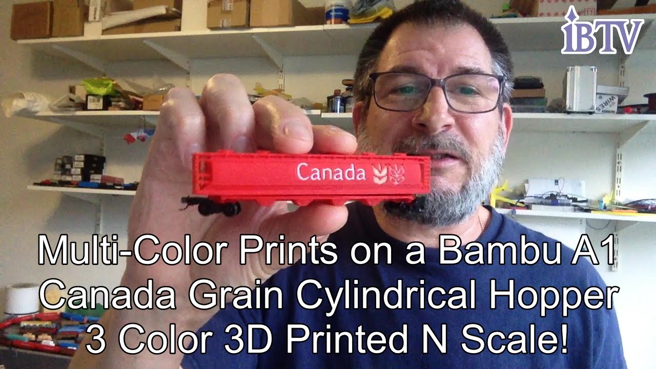 3D Print Multi Color Canada Cylindrical Grain Hopper Car N Scale With Bambu A1!