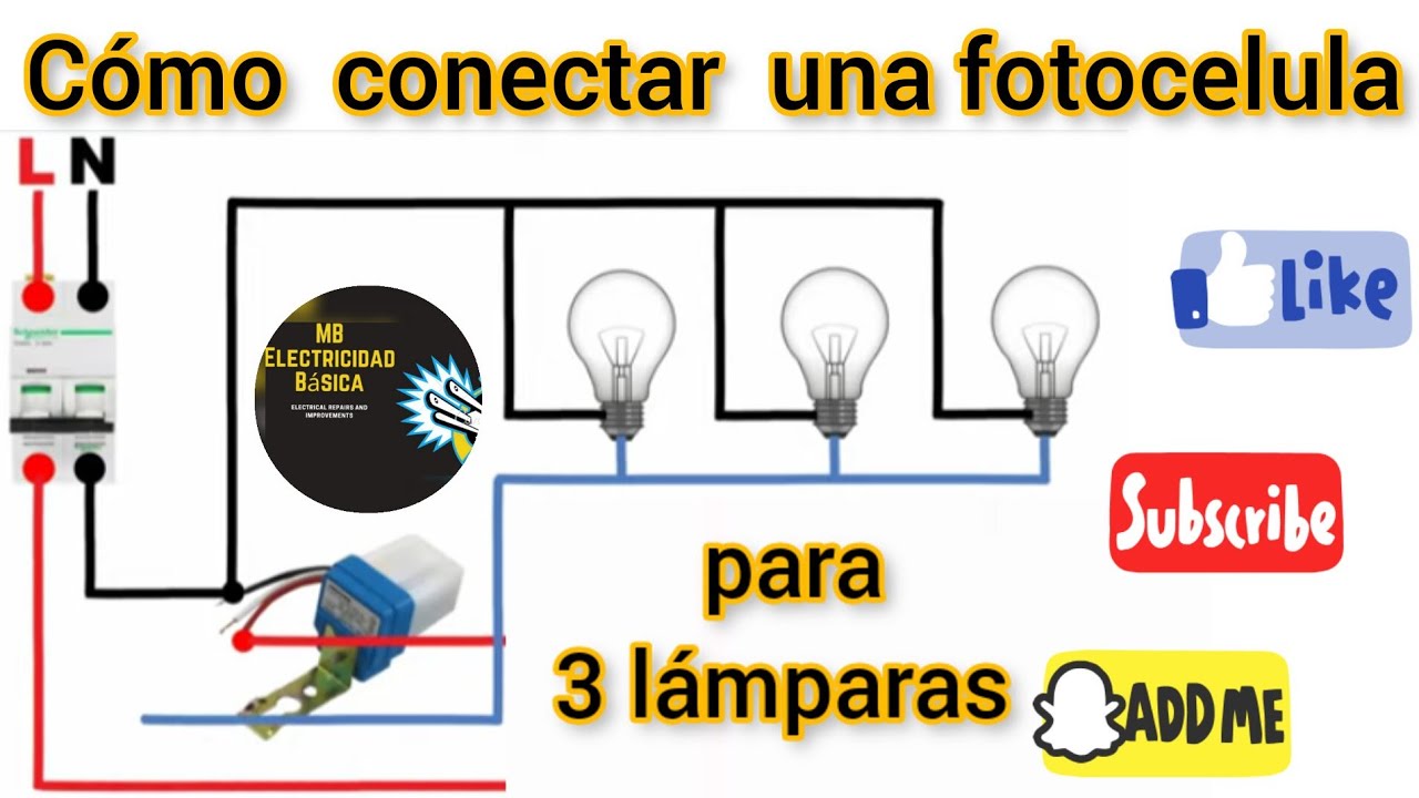 Cómo conectar una FOTOCELDA para encender y apagar 3 lámparas al mismo tiempo.