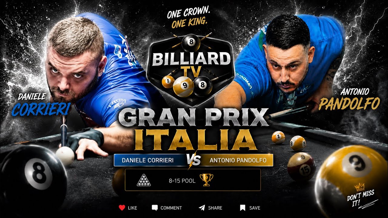 CORRIERI DANIELE VS PANDOLFO ANTONIO Finale Gran Prix Italia BILLIARD TV